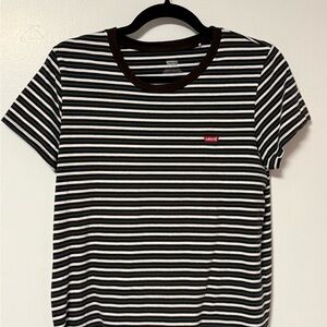 Levi's Brown, White and Blue Striped T-Shirt